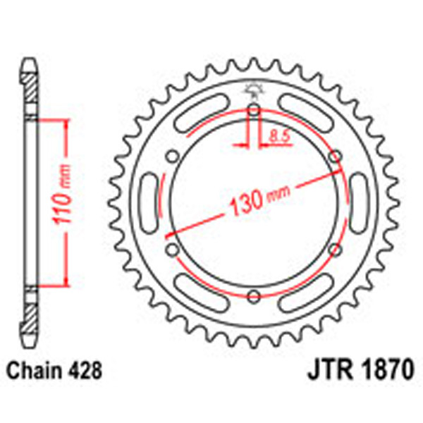 JT JT Rear Sprockets R/W 1870-46T YAM (4372)